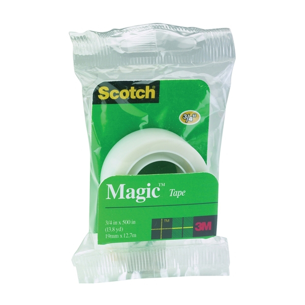 Magic 205 Clear Office Tape, 500 in L, 3/4 in W, Polypropylene Backing