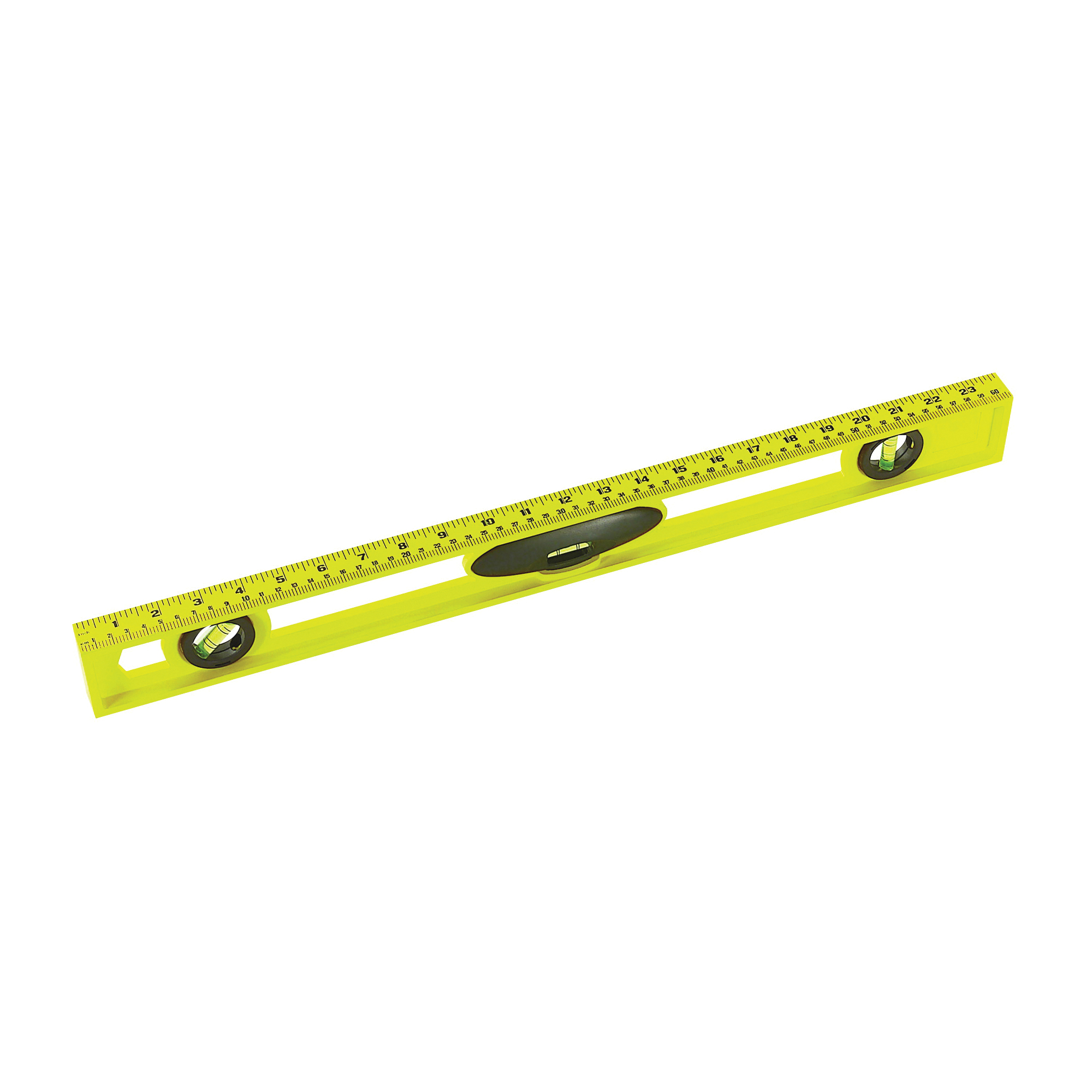 42-468 I-Beam Level, 24 in L, 3-Vial, 2-Hang Hole, Non-Magnetic, ABS, Yellow