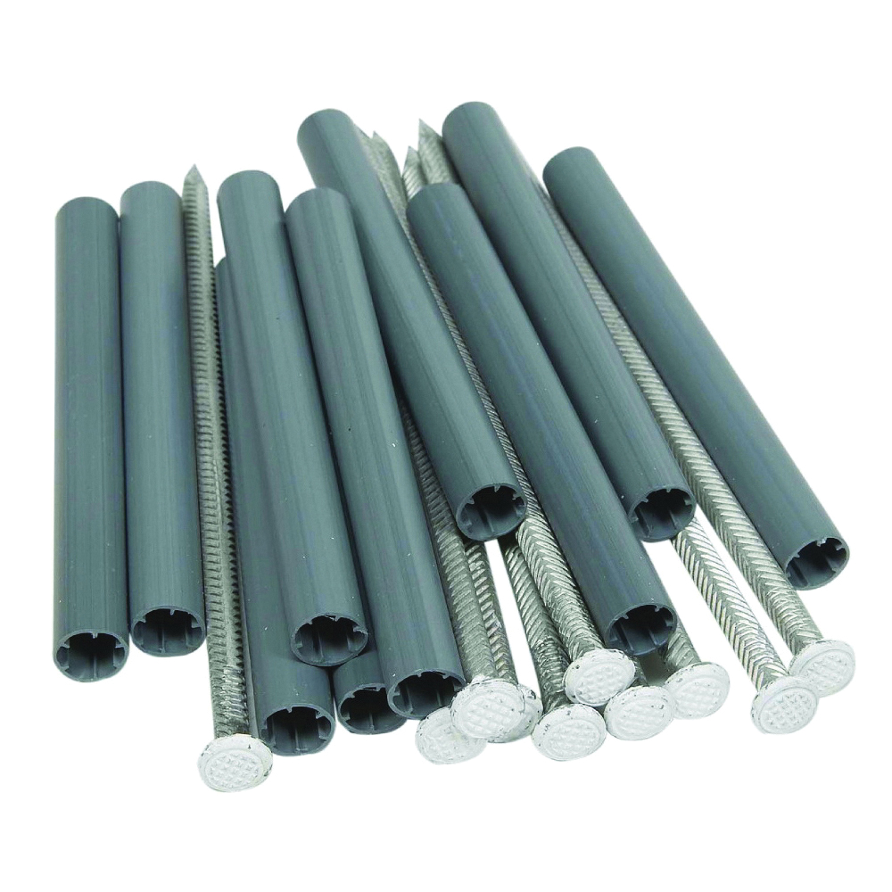 25043 Gutter Spike and Ferrule, 7 in L, Aluminum/Plastic, White