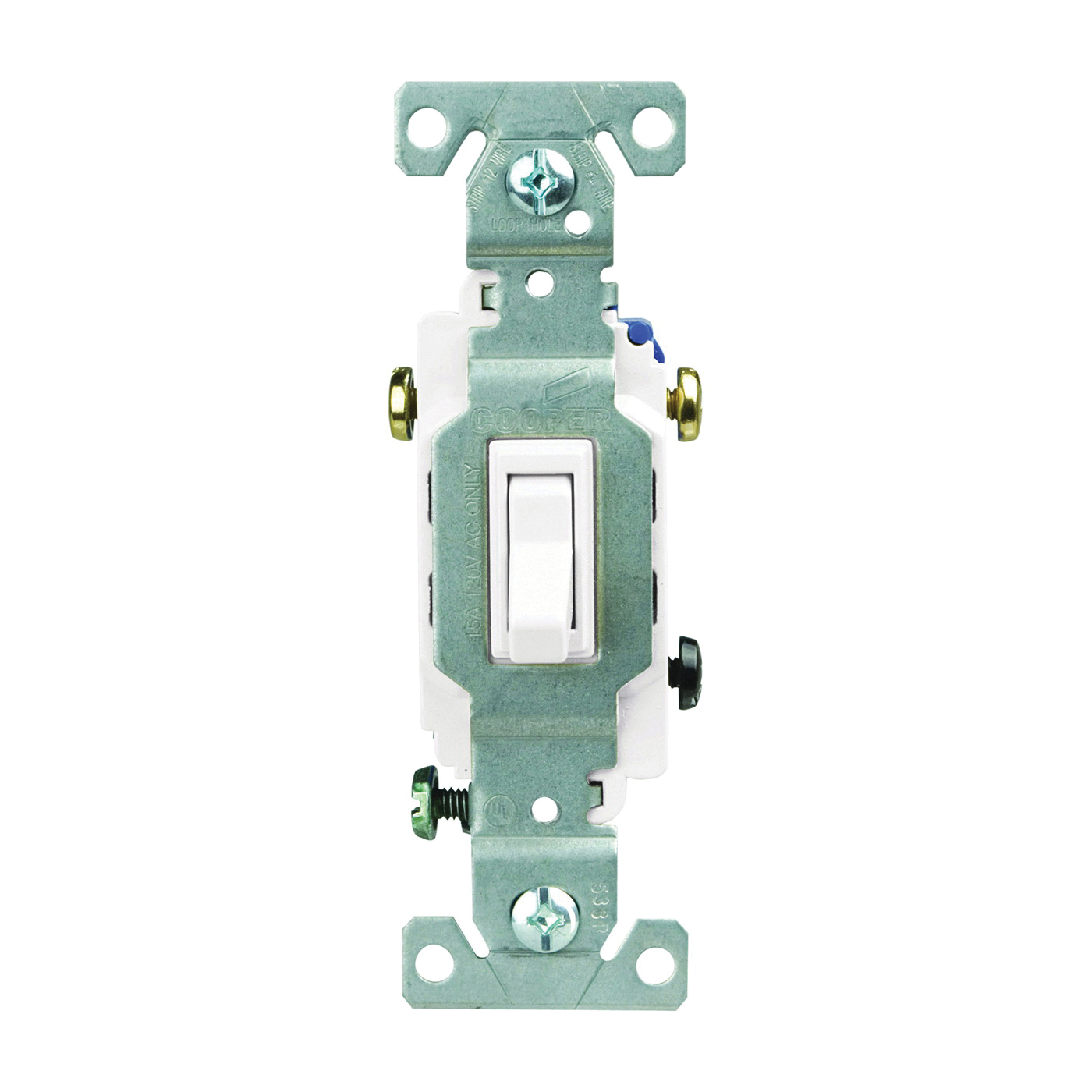 Wiring Devices 1303-7LTWBOX Toggle Switch, 3 -Pole, 15 A, 120 V, Lead Wire Terminal, White