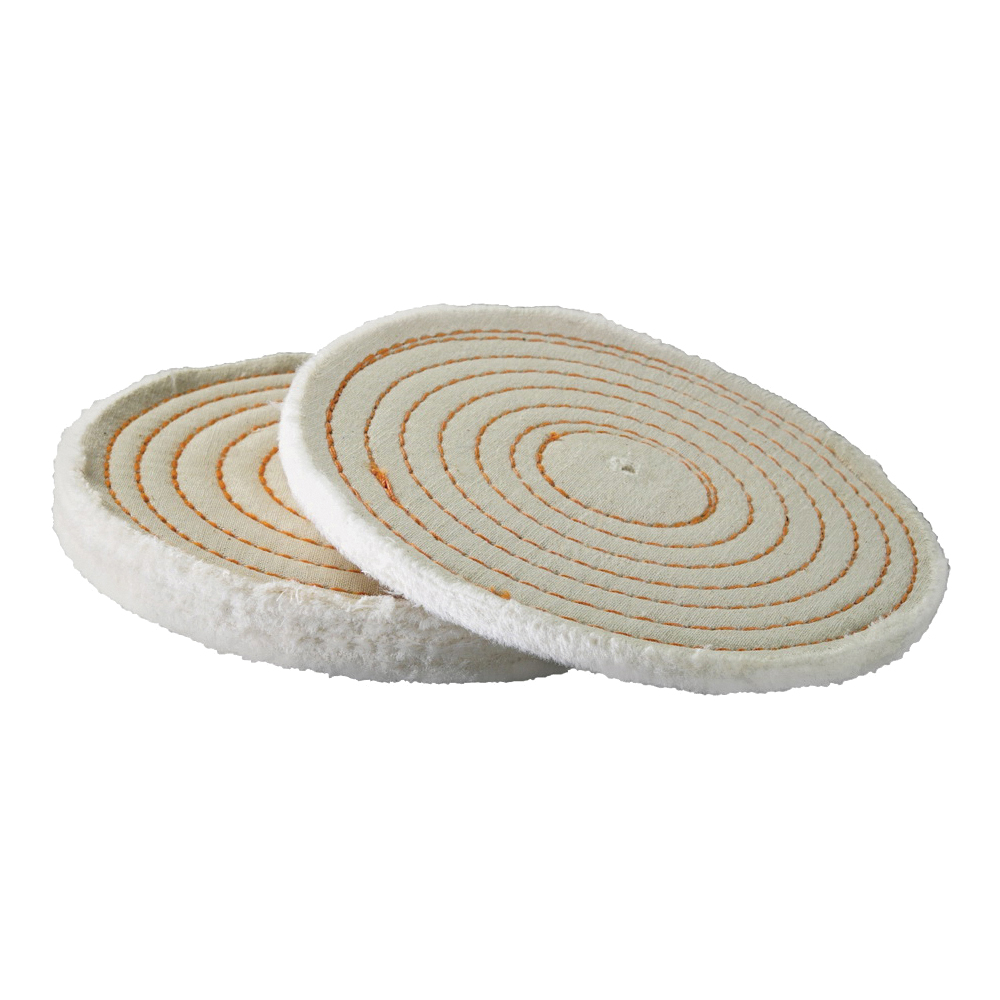 527-40-4 Buffing Wheel, 4 in Dia, 1/2 in Thick, Spiral Sewn Cotton