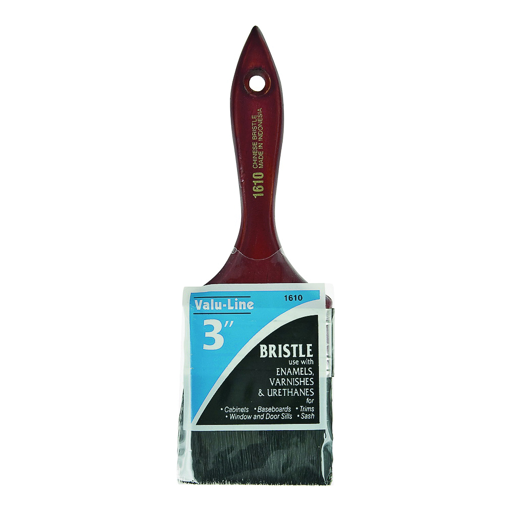 1610-3 Paint Brush, 3 in W, 2-1/4 in L Bristle, China Bristle, Varnished Handle