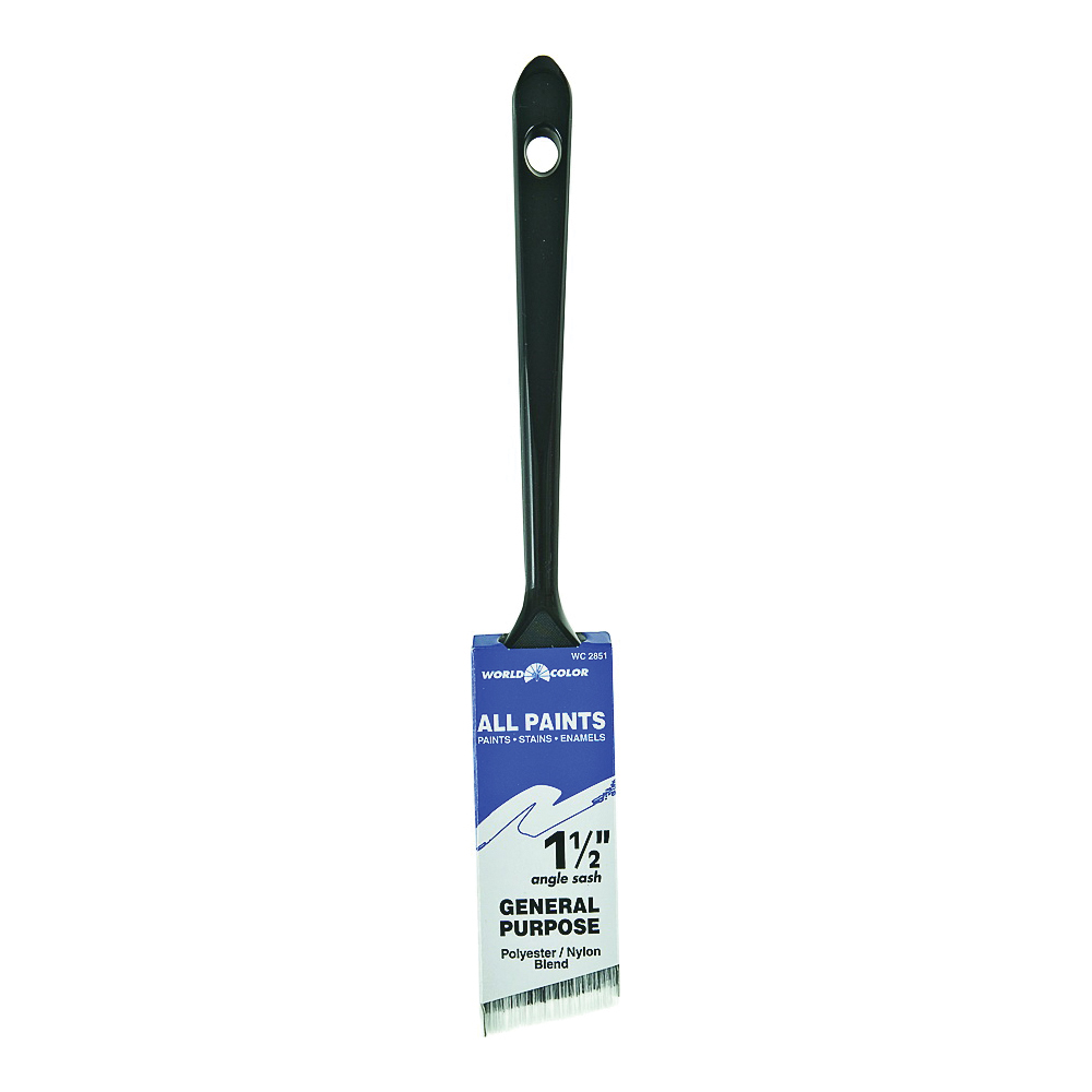 WC 2851-1.5 Paint Brush, 1-1/2 in W, 2-1/4 in L Bristle, Nylon/Polyester Bristle, Angular Handle