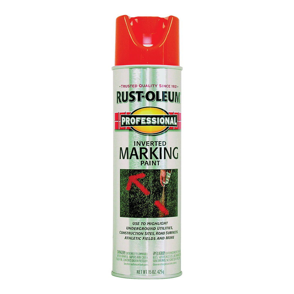 2554838 Inverted Marking Spray Paint, Flat/Semi-Gloss, Fluorescent Orange, 15 oz, Can