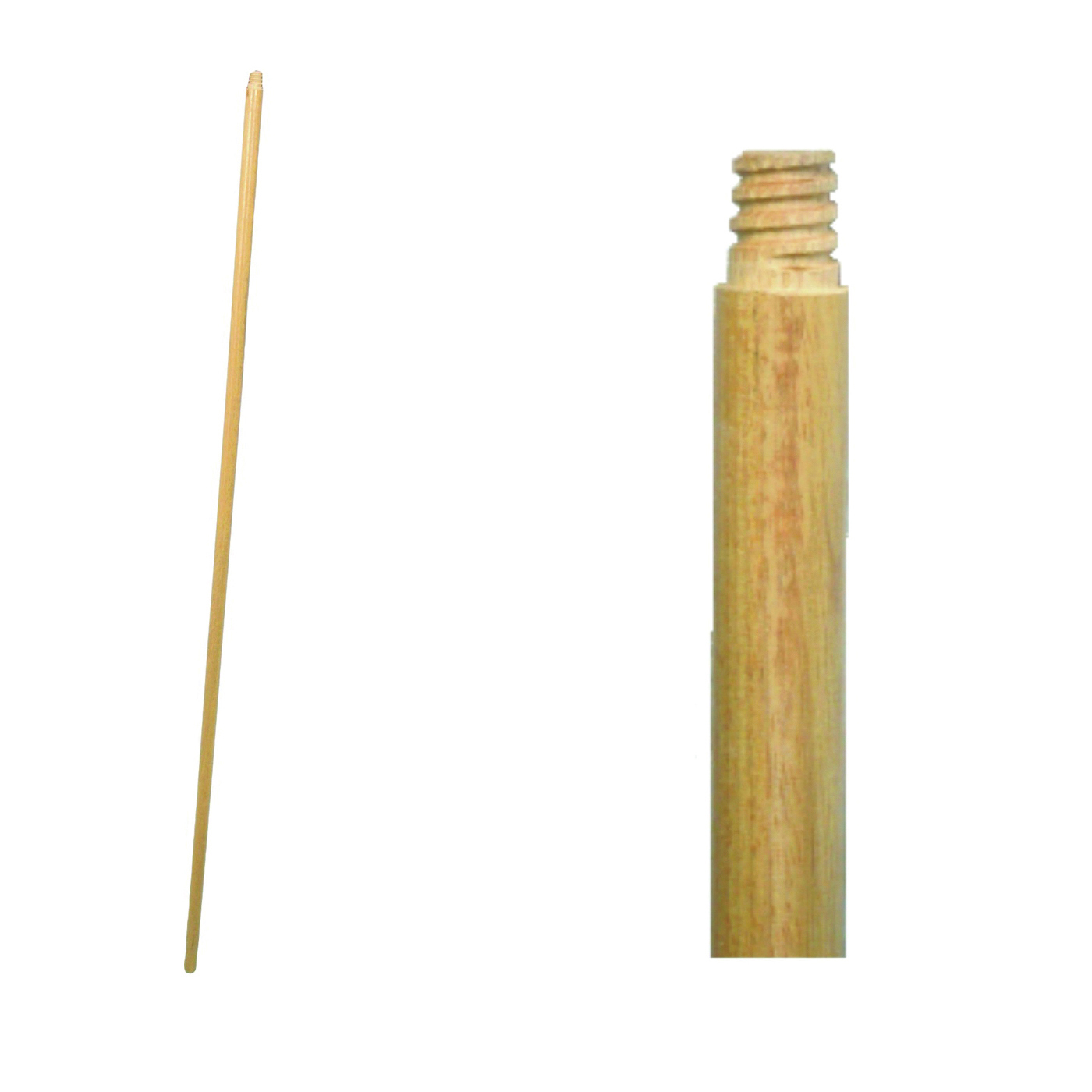 534-12 Broom Handle, 15/16 in Dia, 72 in L, Threaded, Hardwood