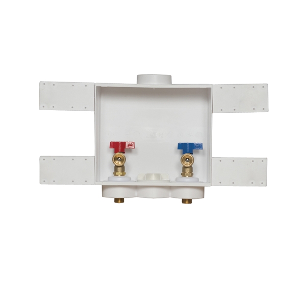 Oatey Quadtro 38529 Washing Machine Outlet Box, 1/2 in Connection, Brass/Polystyrene - 1
