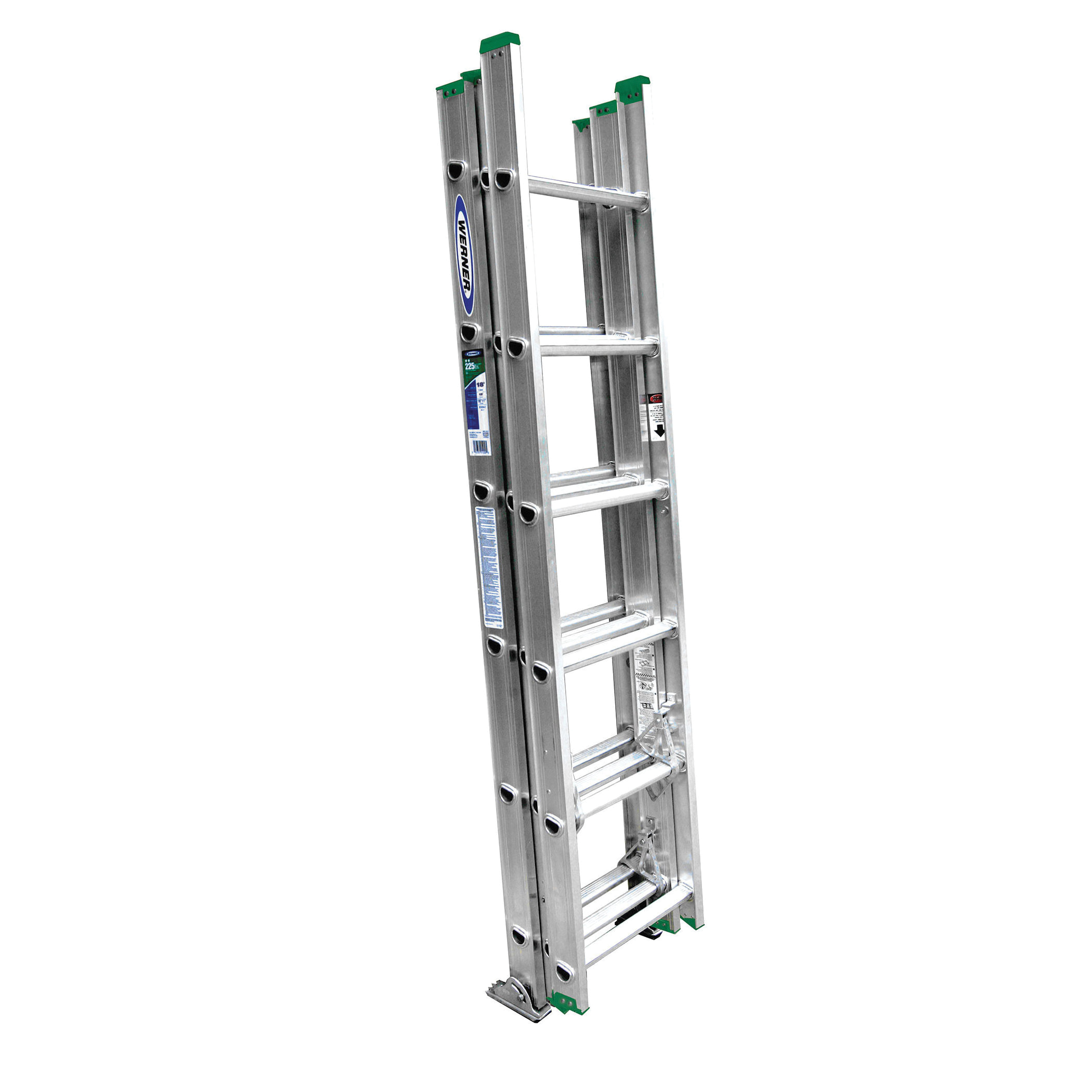 WERNER D1216-3 16 ft. Extension Ladder, 15 ft. Reach, 225 lb, Aluminum