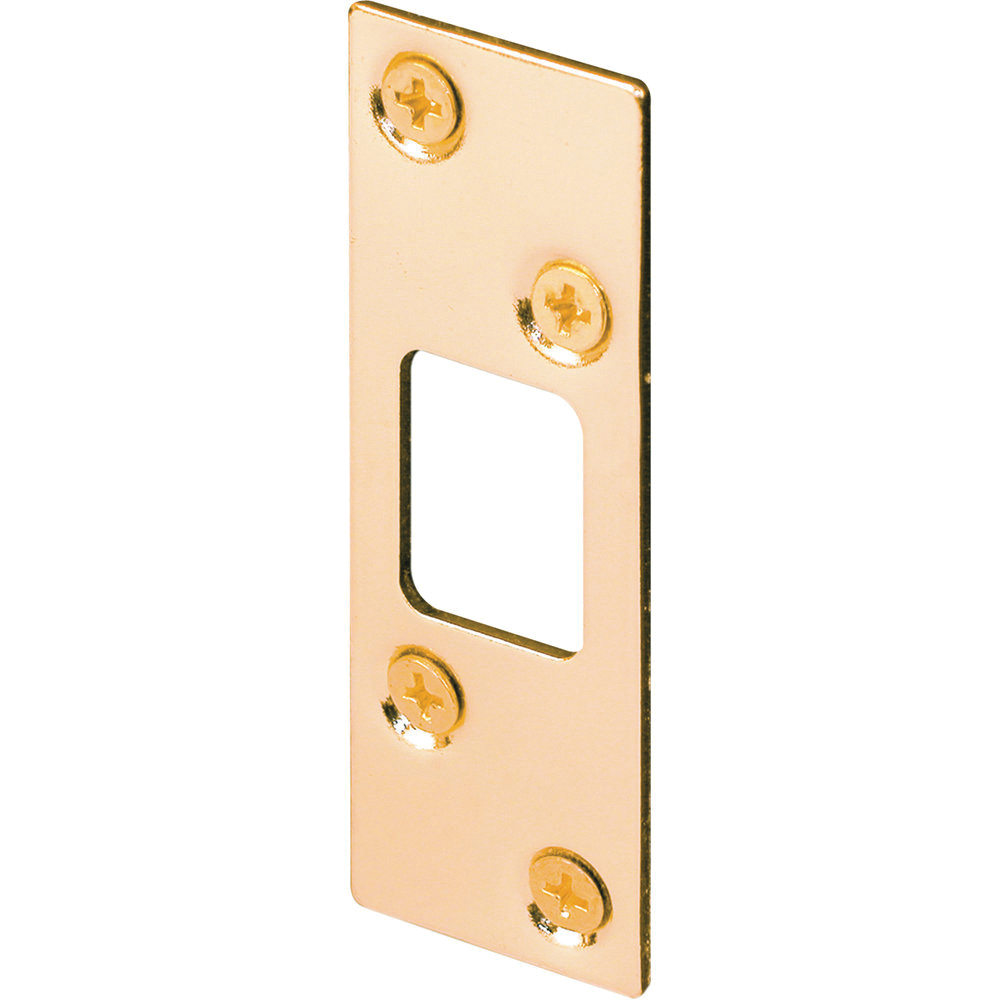E2235 Deadbolt Strike Plate, 3-5/8 in L, 1-1/4 in W, Steel, Brass