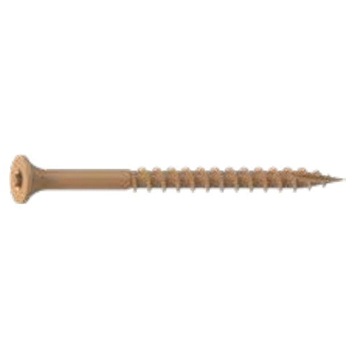 0356070 Deck Screw, #7 Thread, 1-1/4 in L, T20 Drive Size, Carbon Steel, Bugle Head, Star Drive, Type 17 Slash Point, Carbon , 100/PK, Tan