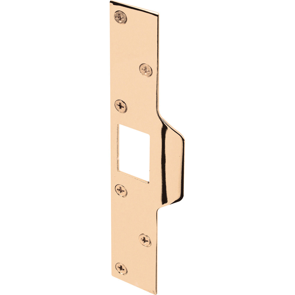 U 9426 Maximum Security Latch Strike, 7-7/8 in L, 1-1/4 in W, Steel, Brass