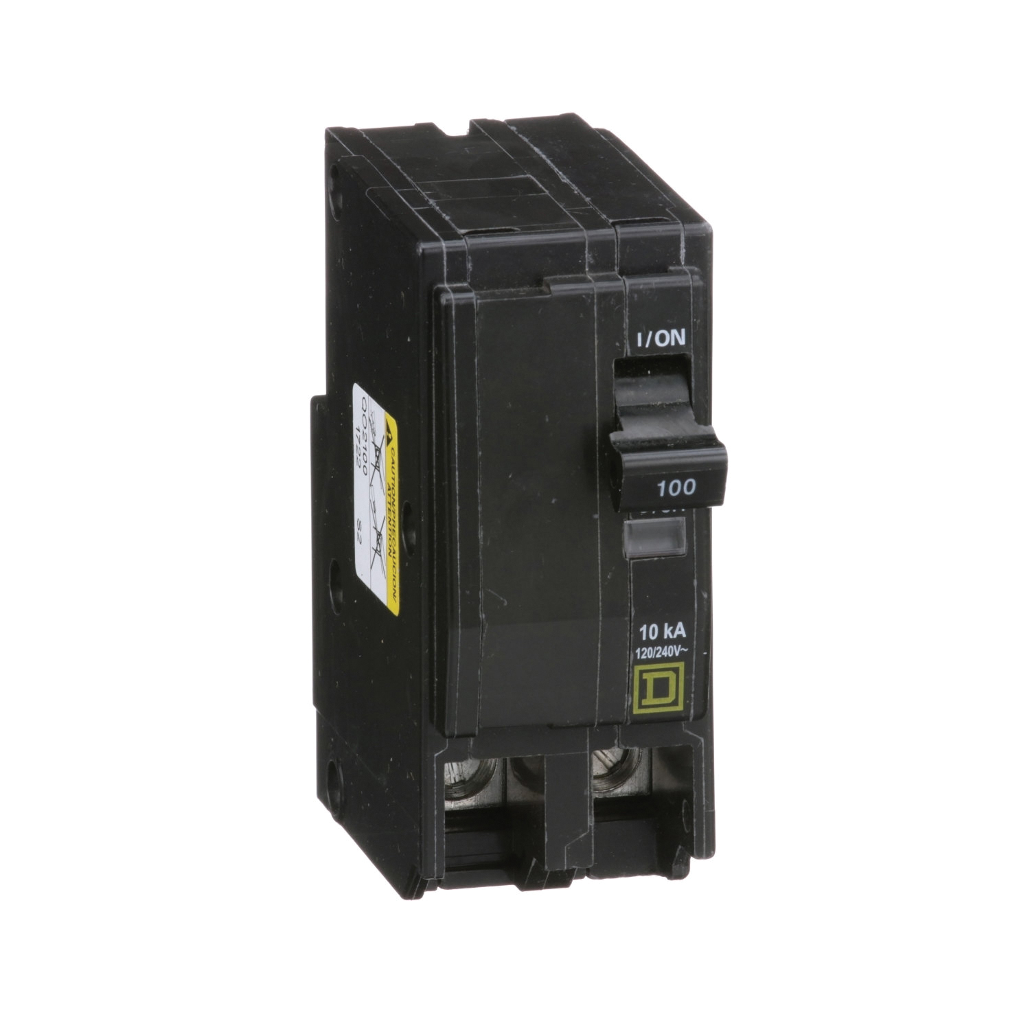 QO QO2100CP Circuit Breaker, Mini, 100 Amp, 2 -Pole, 120/240 VAC, 48 VDC, Plug Mounting, Black