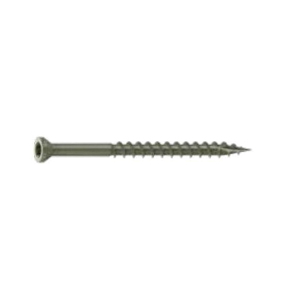 0346130 Deck Screw, #7 Thread, 2 in L, T15 Drive Size, Carbon Steel, Trim Head, Star Drive, Type 17 Slash Point, Carbon , ProTech-Coated, 100/PK, Green