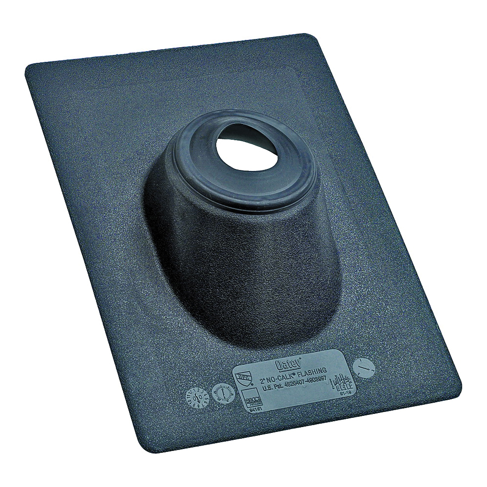 Hercules No-Calk 11898 Roof Flashing, 13 in OAL, 9-1/4 in OAW, For 1-1/4 to 1-1/2 in Pipe, Thermoplastic, Standard, Black