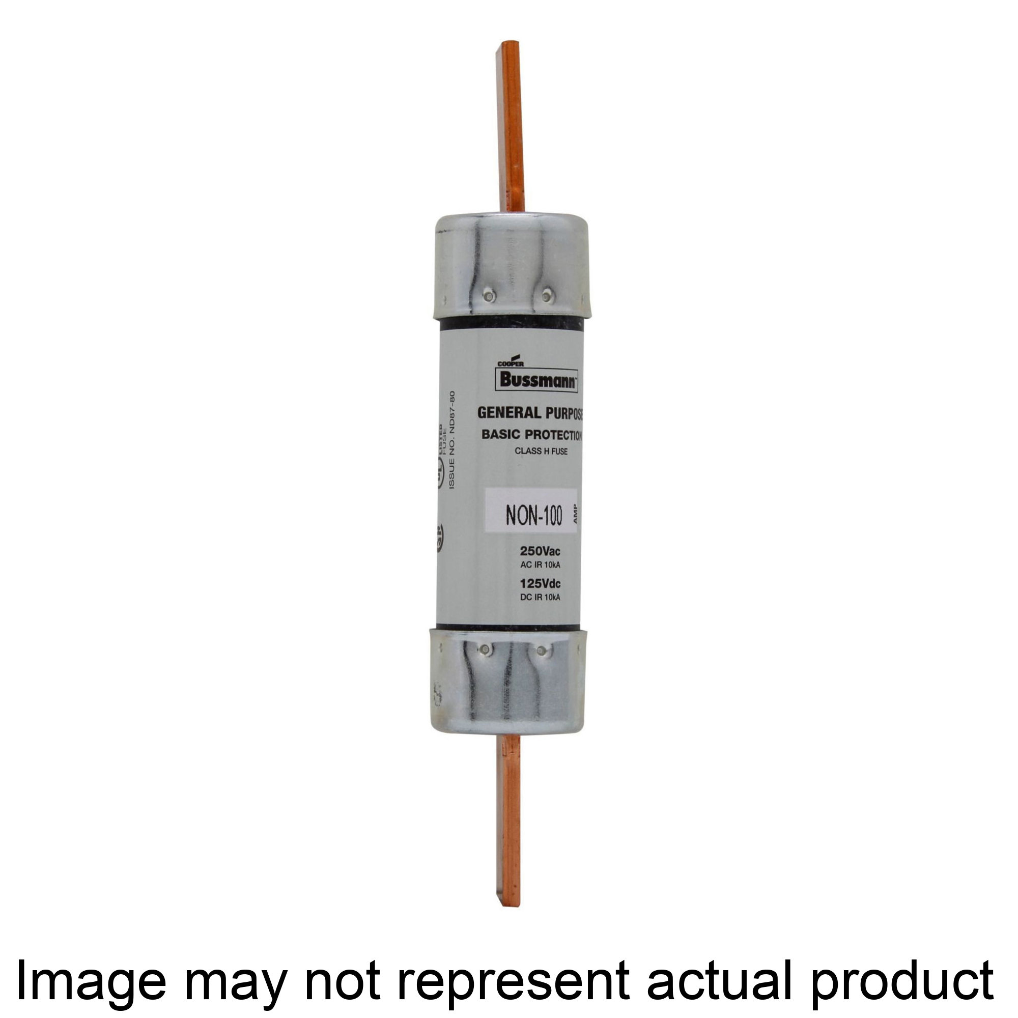 NON Series NON-100 Fuse, 100 A, 250 VAC, 125 VDC, 10 kA Interrupt, Melamine Body, H, Cartridge Fuse