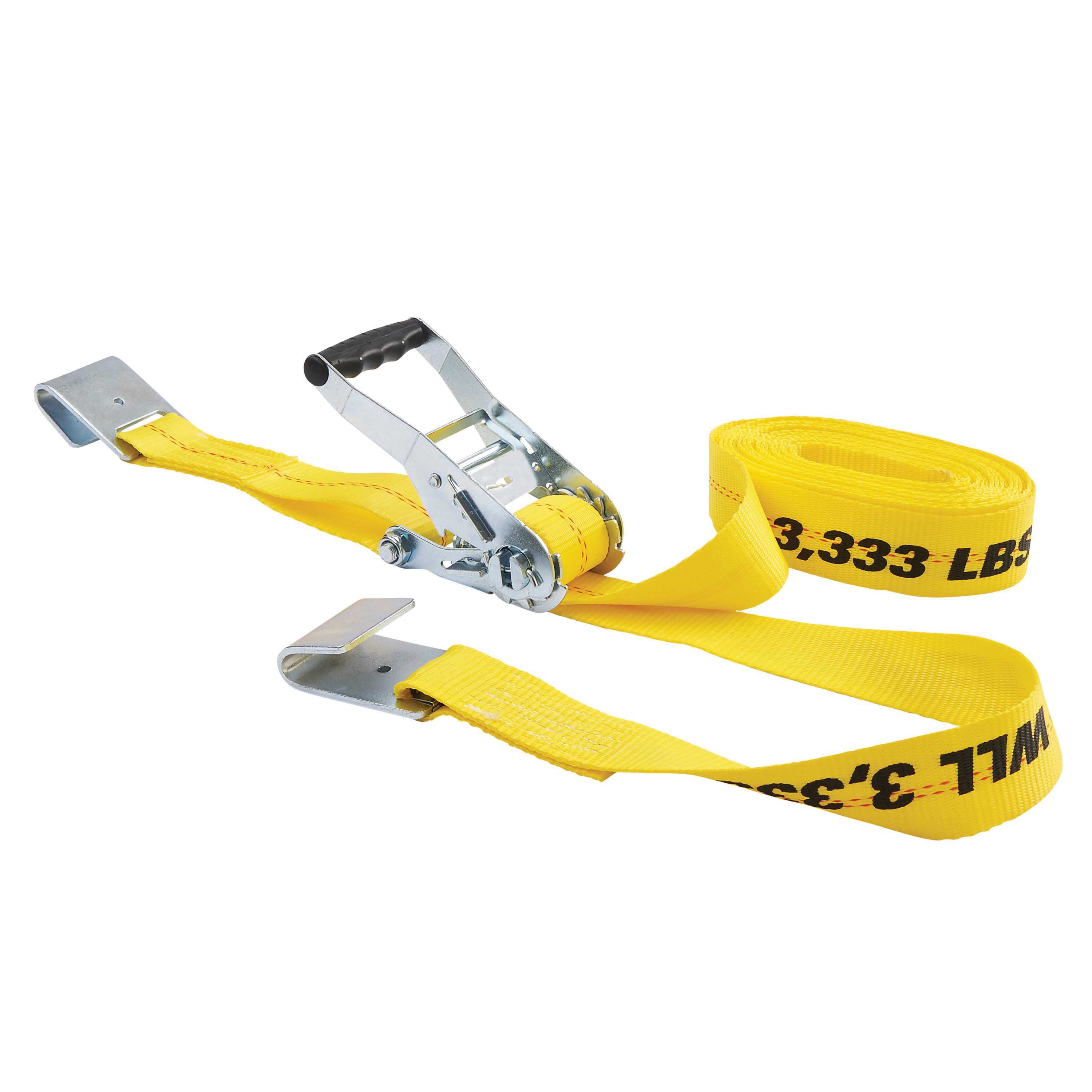 04623 Tie-Down, 2 in W, 27 ft L, Polyester, Yellow, 3333 lb, Hook End Fitting