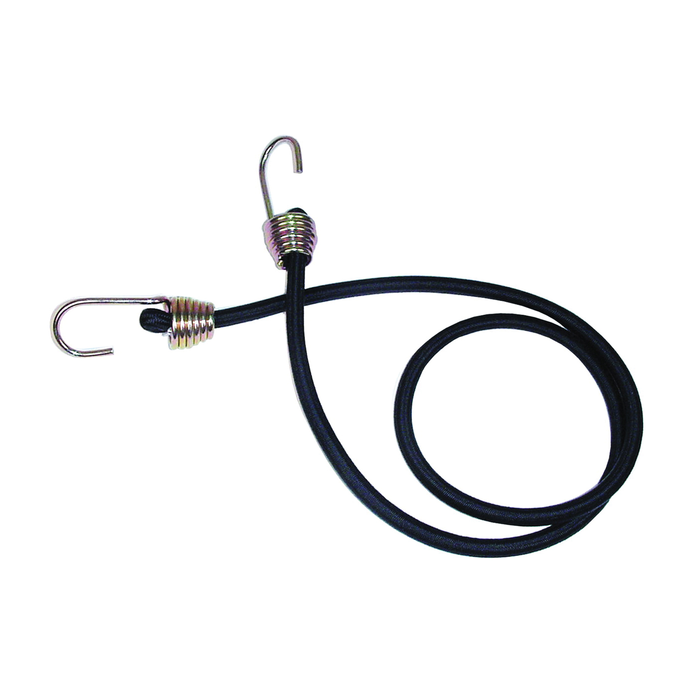 06185 Bungee Cord, 13/32 in Dia, 40 in L, Rubber, Black, Hook End
