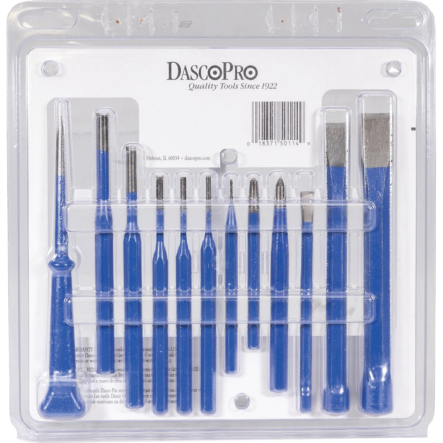 Dasco Pro 88 Punch and Chisel Kit, 12-Piece, Steel - 3