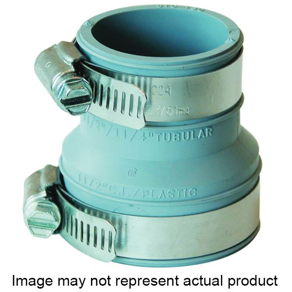 PDTC-150 Drain Trap Connector, 1-1/2 in, Mechanical, PVC, Gray, 4.3 psi Pressure