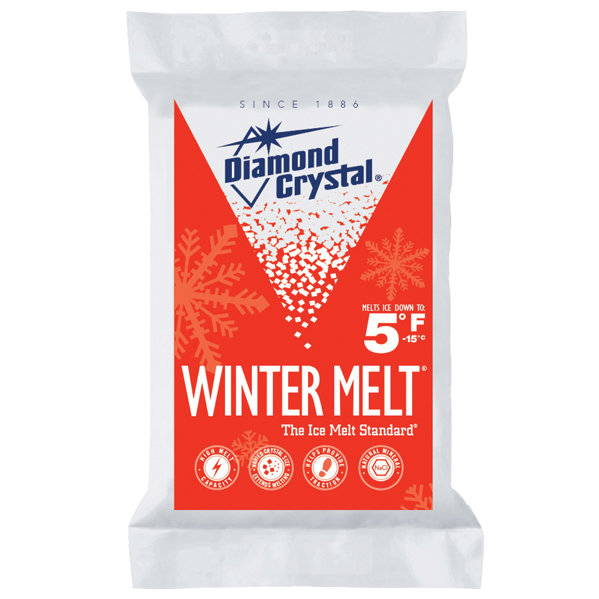 Diamond Crystal Winter Melt 100012605 Ice Melter Salt, Crystalline Solid, White, 50 lb Bag