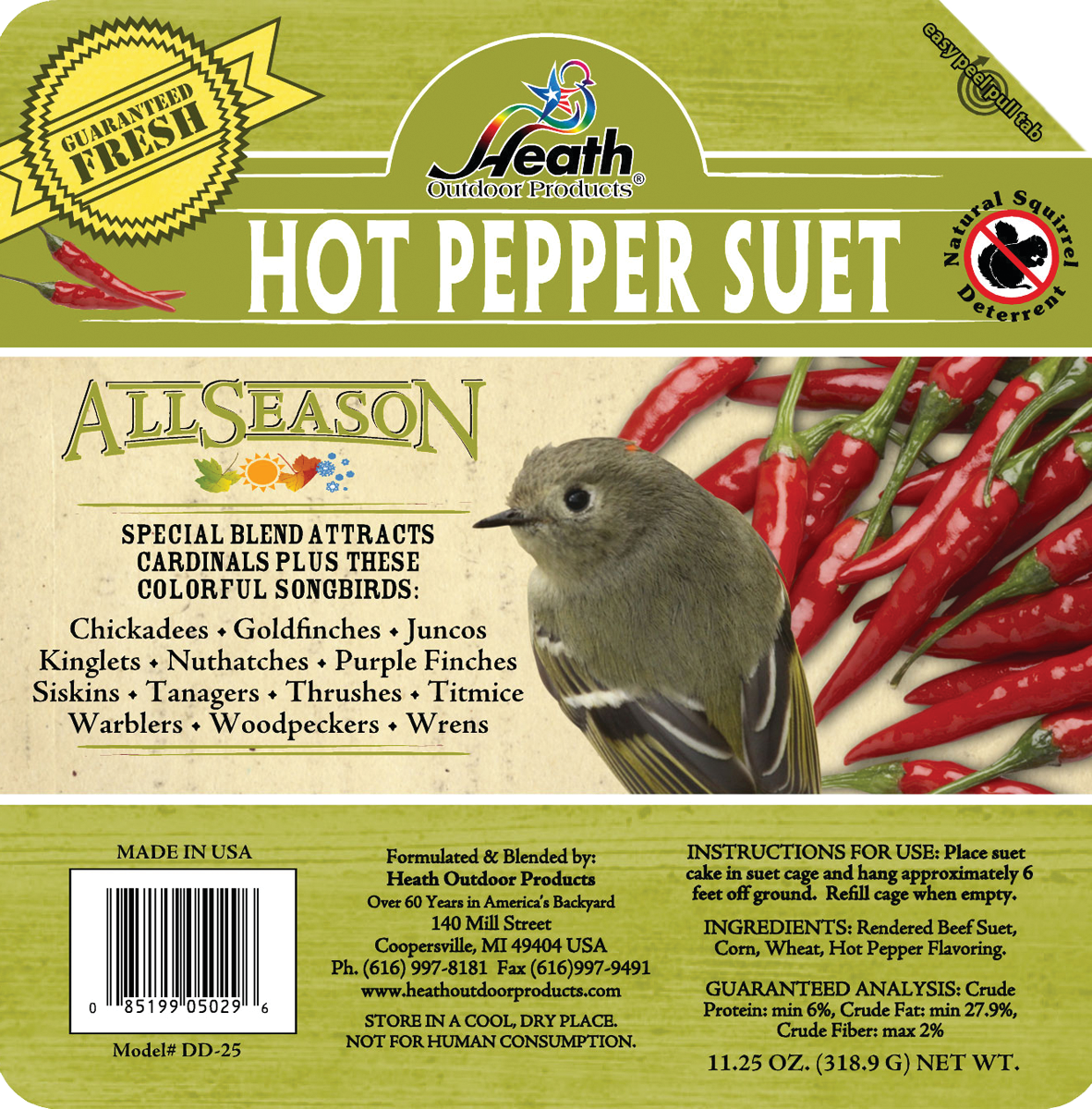 DD-25 Suet Cake, All-Season, Hot Pepper, 11.25 oz