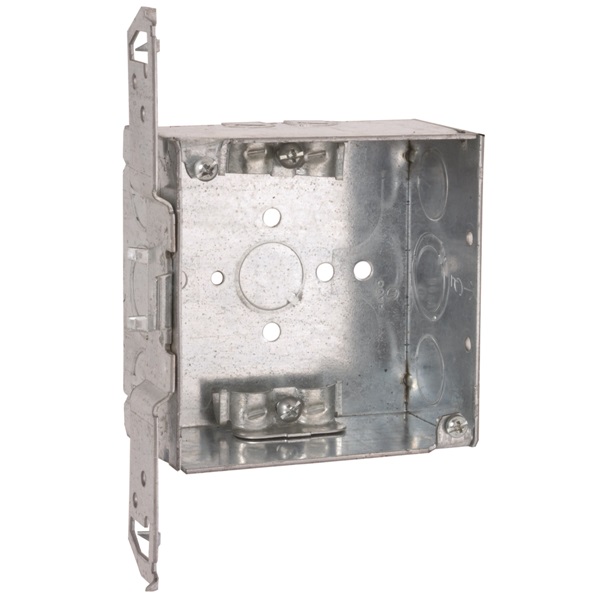 8240 Switch Box, 2-Gang, 4-Knockout, 1/2, 3/4 in, Steel, Gray, Bracket