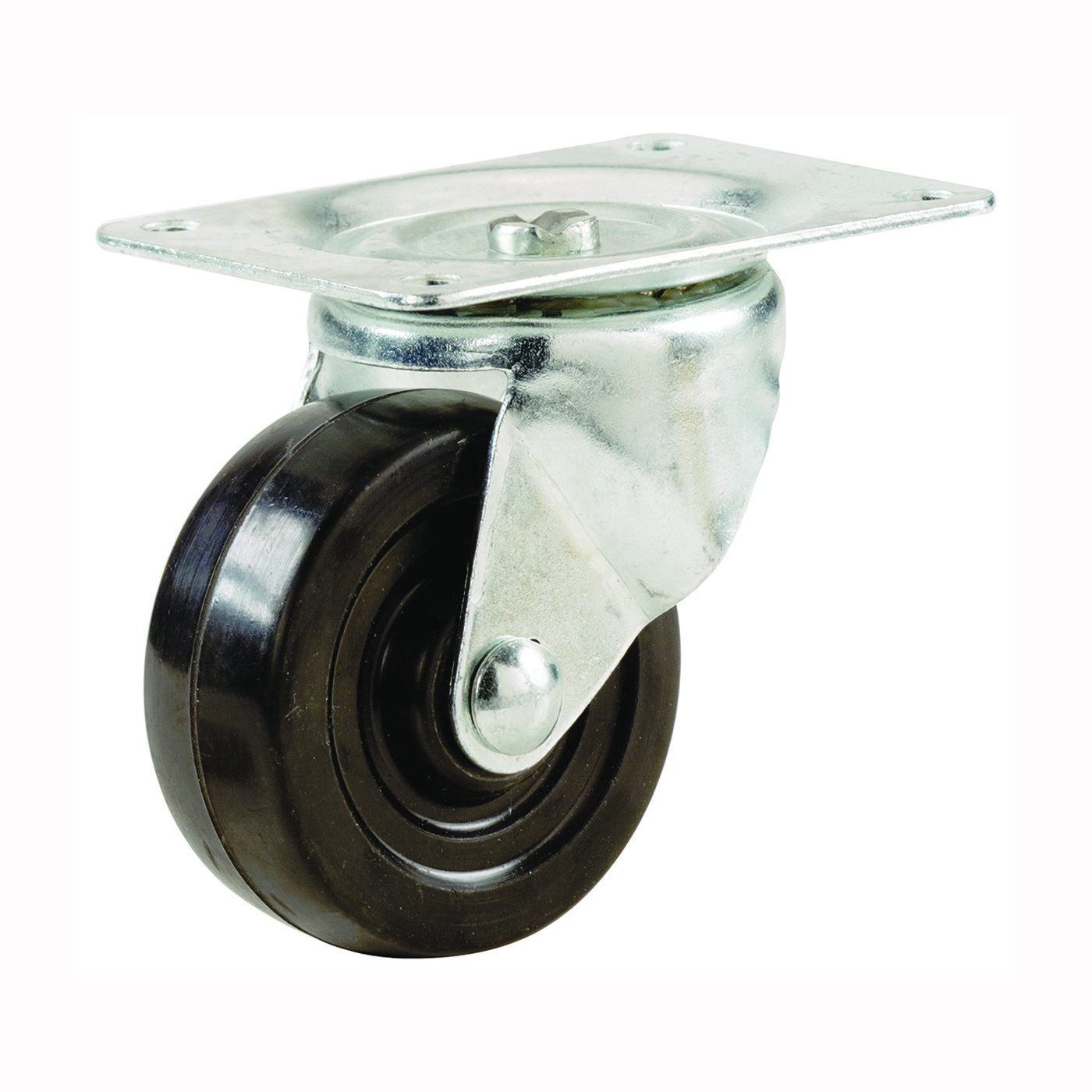 9478 Swivel Caster, 2-1/2 in Dia Wheel, 1-1/8 in W Wheel, Rubber Wheel, 100 lb