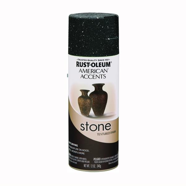 7991830 Stone Texture Spray Paint, Solvent, Black Granite, 12 oz, Can