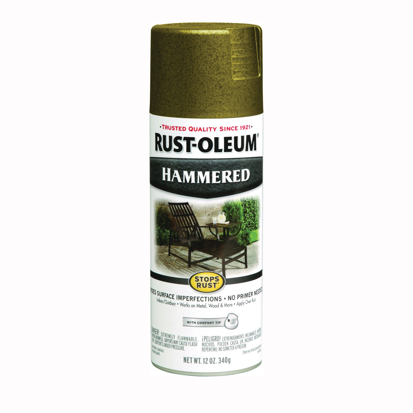 7210830 Rust Preventative Spray Paint, Hammered, Gold, 12 oz, Can