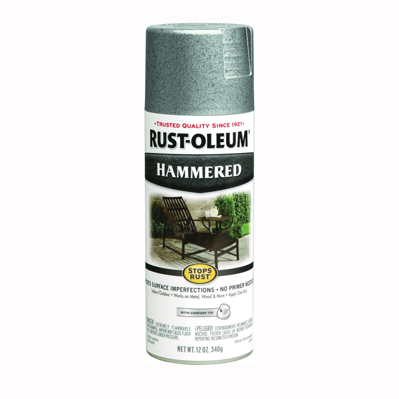 7213830 Rust-Preventative Spray Paint, Hammered, Silver, 12 oz, Can