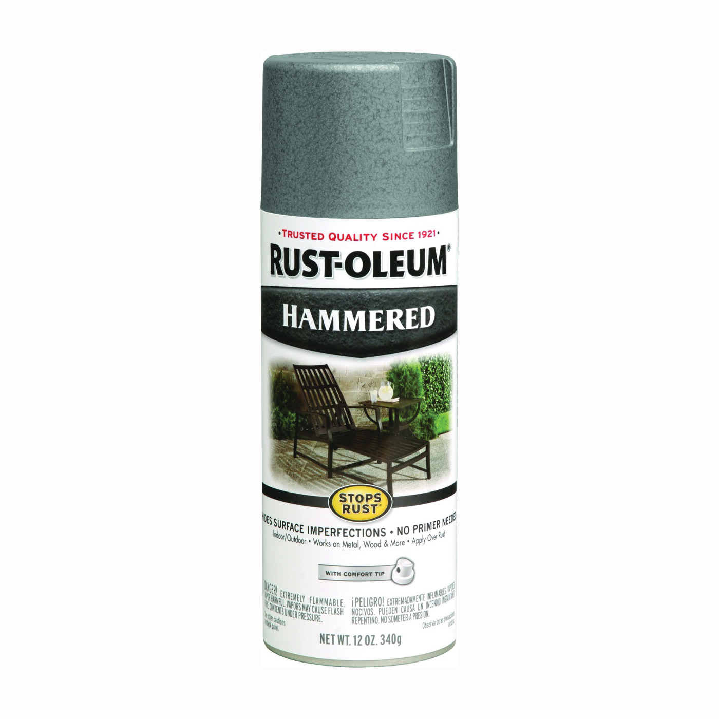 7214830 Rust Preventative Spray Paint, Hammered, Gray, 12 oz, Can