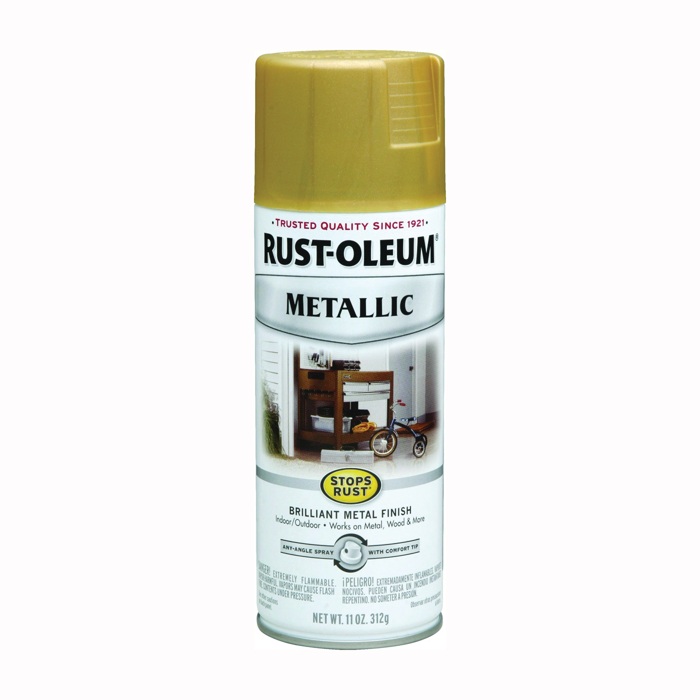 7270830 Rust Preventative Spray Paint, Metallic, Gold Rush, 11 oz, Can