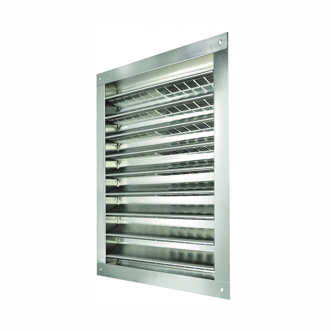 DA1424 Dual Louver, 26-3/8 in Length, 16-1/2 in Width, Aluminum, Silver, Mill, Built-In Screen