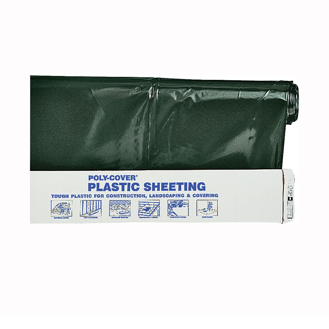 6X24-B Poly Film, 100 ft L, 24 ft W, 6 mil Thick, Polyethylene Backing, Black
