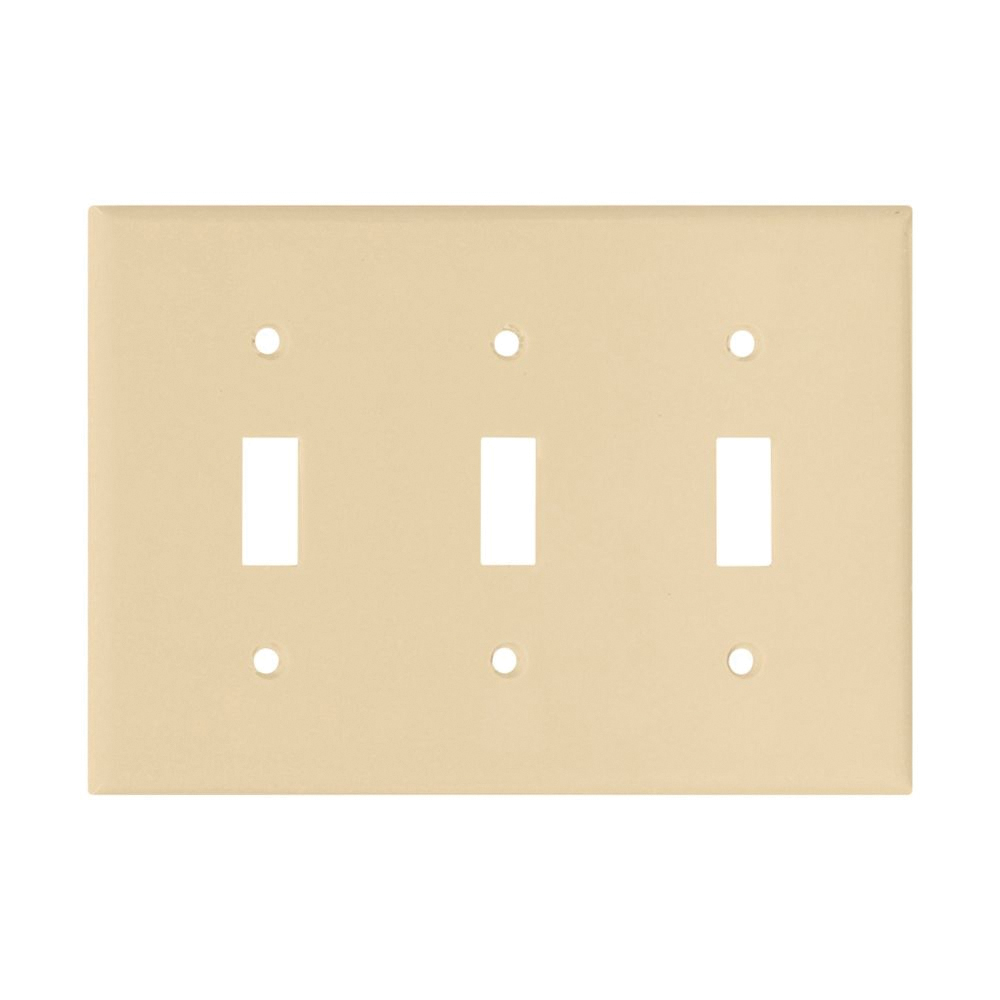 2141V-BOX Switch Wallplate, 4-1/2 in L, 6.37 in W, 3 -Gang, Thermoset, Ivory, High-Gloss