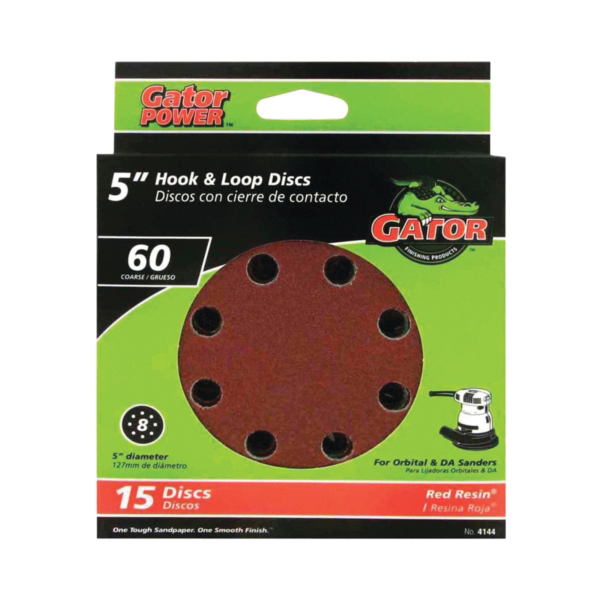 4144 Sanding Disc, 5 in Dia, 60 Grit, Coarse, Aluminum Oxide Abrasive, Vented