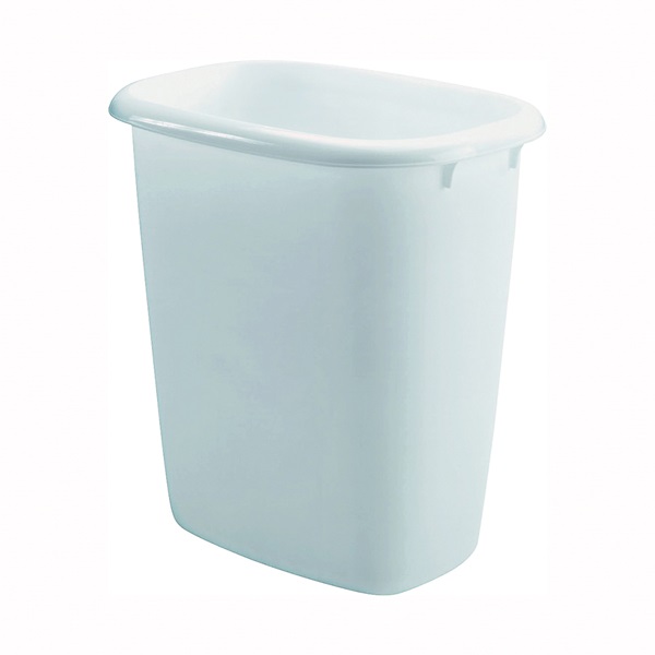 FG295800WHT Vanity Waste Basket, 14 qt Capacity, Plastic, White, 13 in H