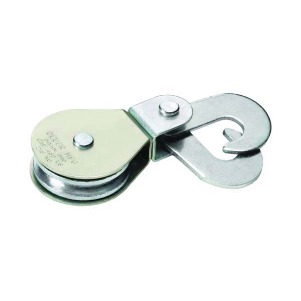 DB-25HS Scissor Hook Block, 1/4 in Rope, 480 lb Working Load, 2-1/2 in Dia Sheave, Swivel Eye Attachment