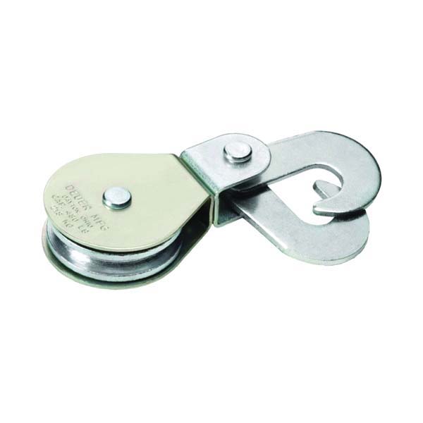DB-30HS Scissor Hook Block, 5/16 in Rope, 480 lb Working Load, 3 in Dia Sheave, Swivel Eye Attachment, Zinc-Plated