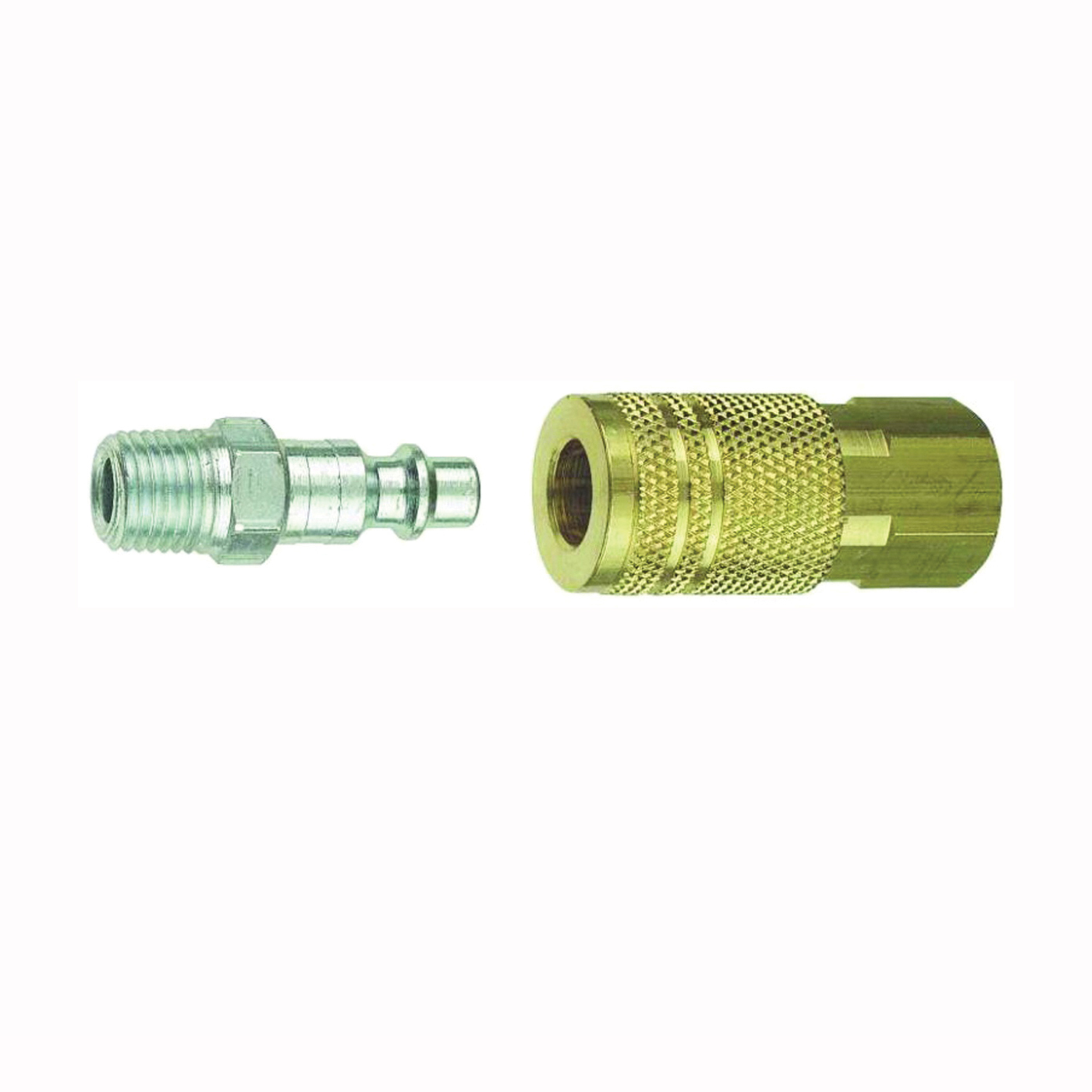 13-101 Coupler and Plug Set, 1/4 in, Female, Brass/Steel