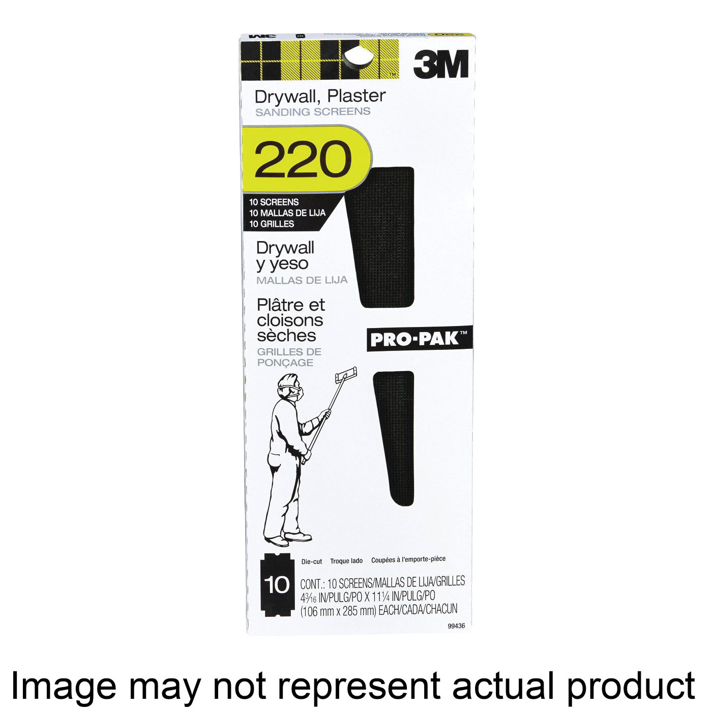 99436 Sanding Screen, 11 in L, 4-3/16 in W, 220 Grit, Medium, Silicone Carbide Abrasive, Cloth Backing