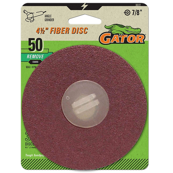 3072 Fiber Disc, 4-1/2 in Dia, 50 Grit, Coarse, Aluminum Oxide Abrasive, Fiber Backing