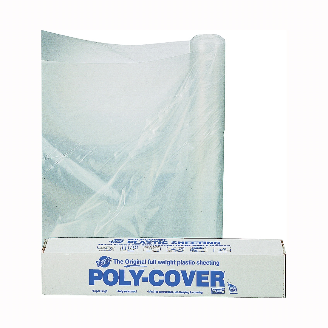 4X12-C Poly Film, 100 ft L, 12 ft W, 4 mil Thick, Polyethylene Backing, Clear