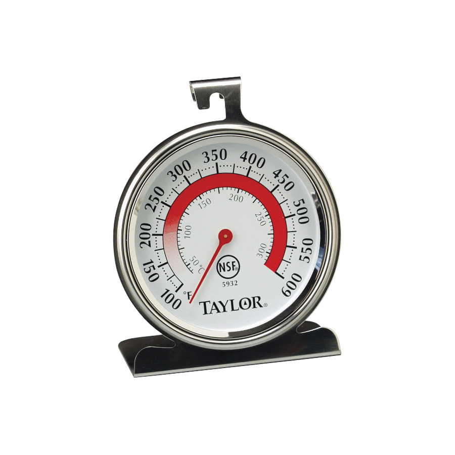 5932 Oven Thermometer, 100 to 600 deg F, Analog Display