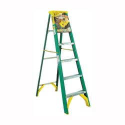 WERNER 5906 6 ft. Step Ladder, 10 ft. Max Reach, 5-Step, 225 lb, Type II Duty Rating, Fiberglass