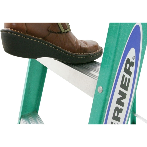 WERNER 5906 Step Ladder, 10 ft Max Reach H, 5-Step, 225 lb, Type II Duty Rating, 3 in D Step, Fiberglass, Green - 4