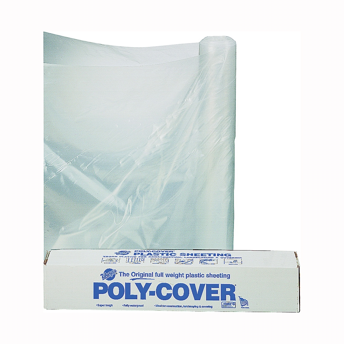 6X32-C Poly Film, 100 ft L, 32 ft W, 6 mil Thick, Polyethylene Backing, Clear