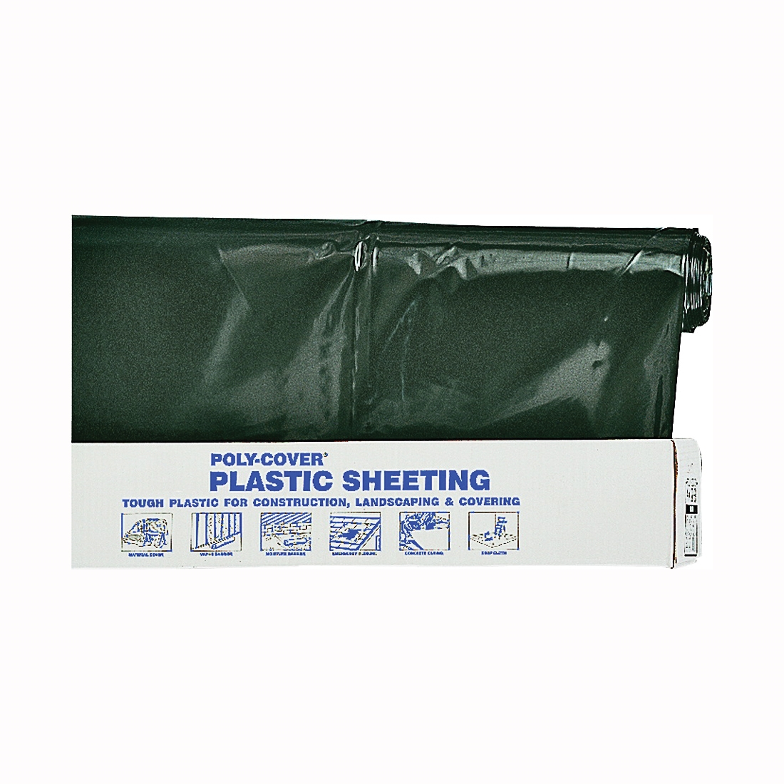 6X32-B Poly Film, 100 ft L, 32 ft W, 6 mil Thick, Polyethylene Backing, Black
