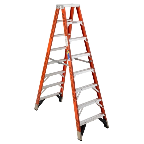 WERNER T7408  8 ft. Step Ladder, 12 ft. Max Reach, 7-Step, 375 lb, Type IAA Duty Rating, Fiberglass