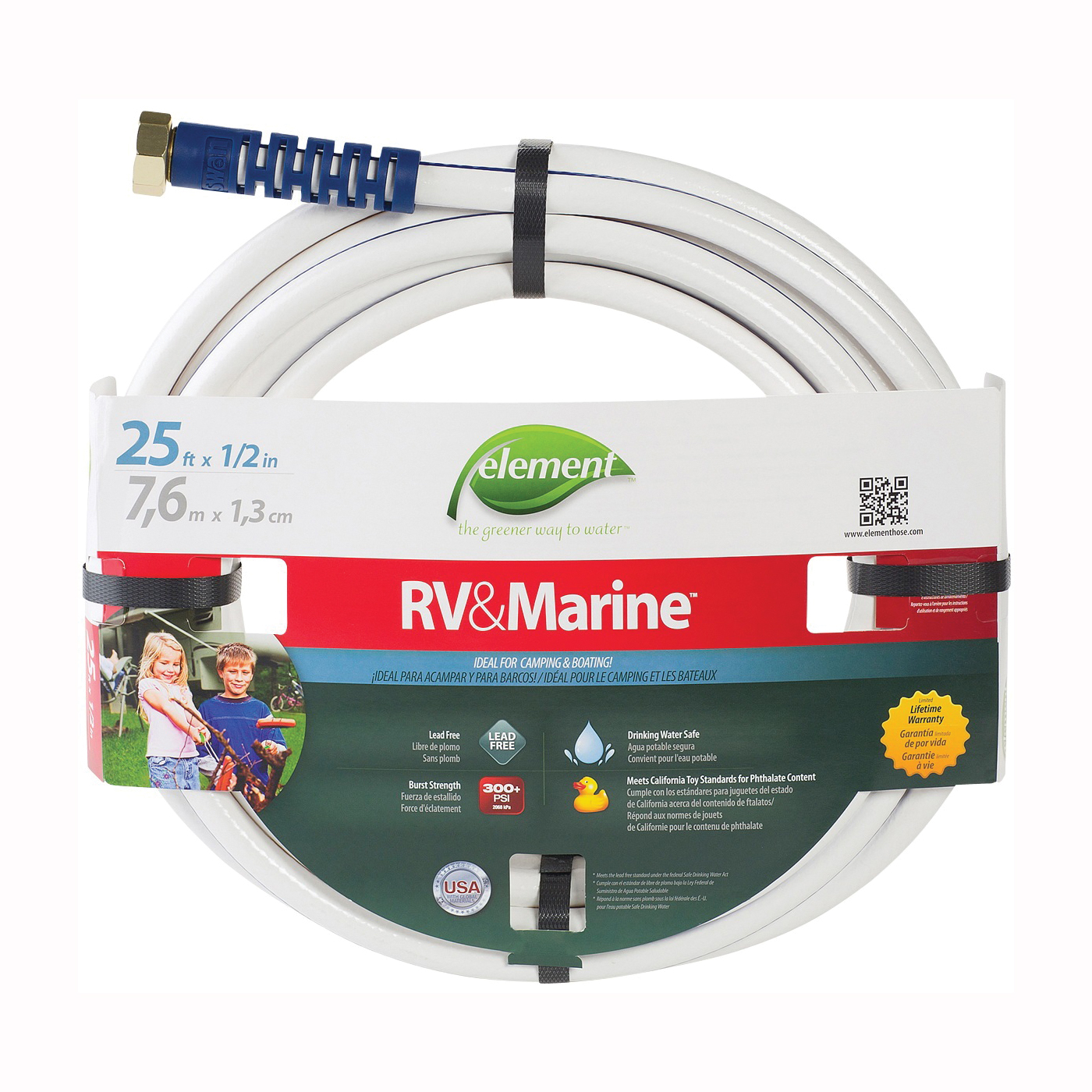 MRV12025 Water Hose, 1/2 in ID, 25 ft L, White