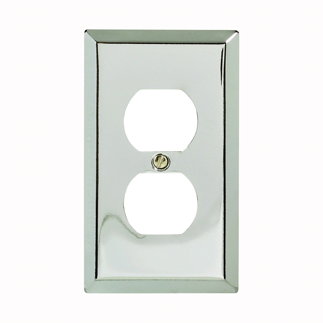 161D Duplex Receptacle Wallplate, 4-5/16 in L, 2-7/8 in W, 1 -Gang, , Steel, Silver, Polished Chrome